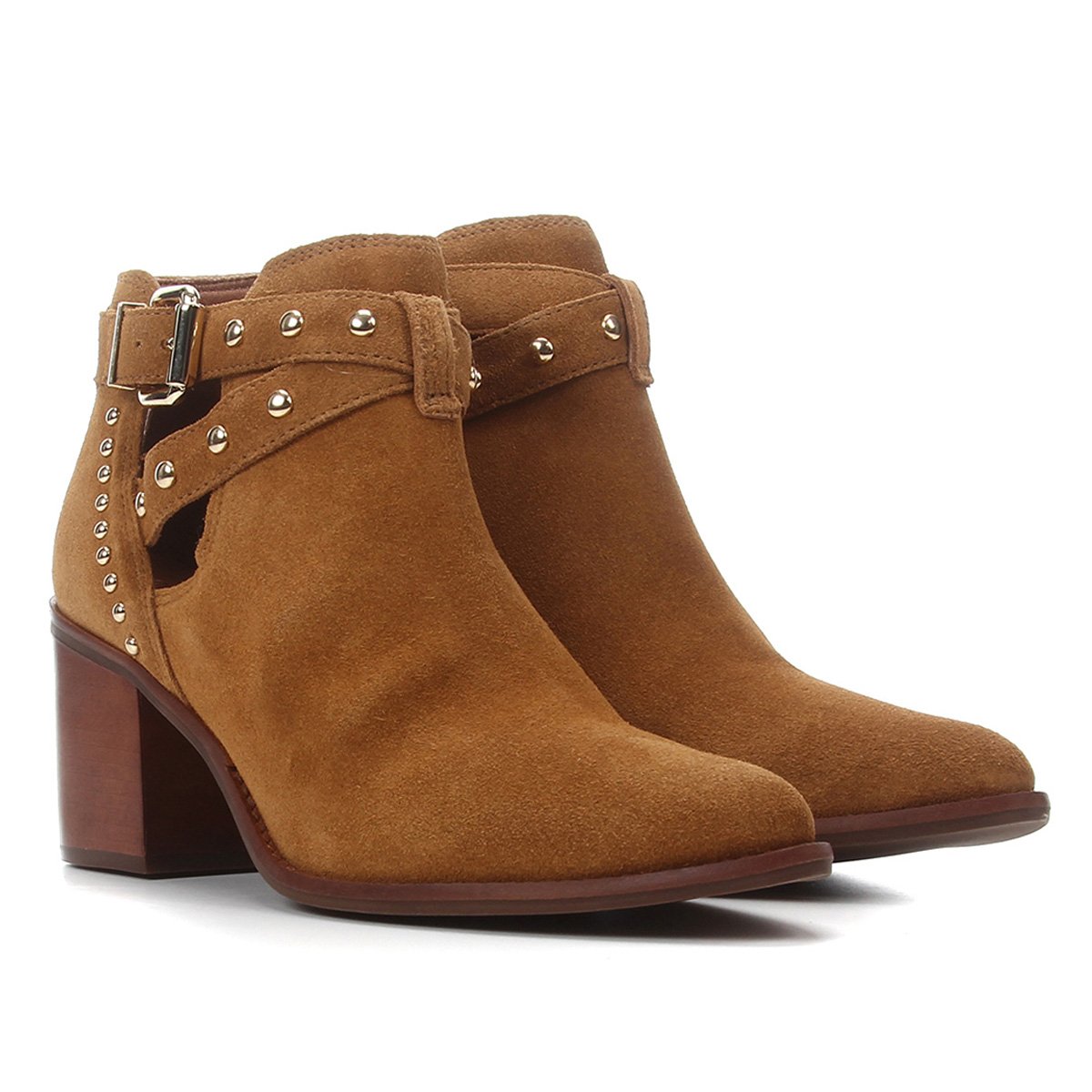 Bota Couro Cano Curto Loucos & Santos Bico Fino Tachas Feminina