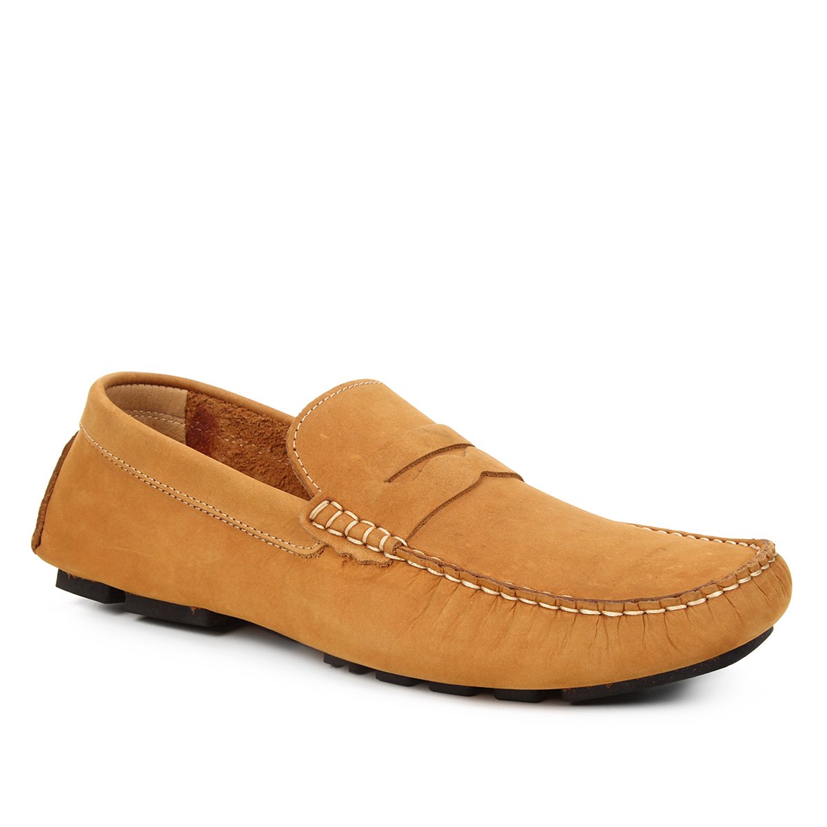 Mocassim Couro Shoestock Liso Nobuck Masculino