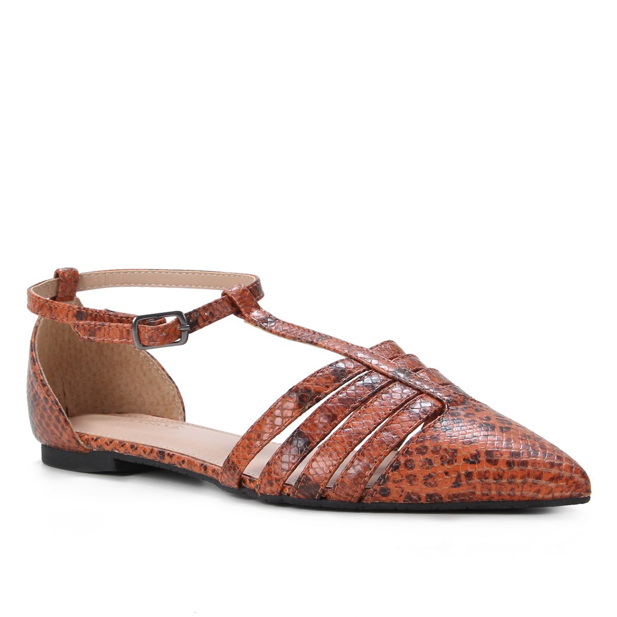 Sapatilha Couro Shoestock Salomé Cobra Feminina