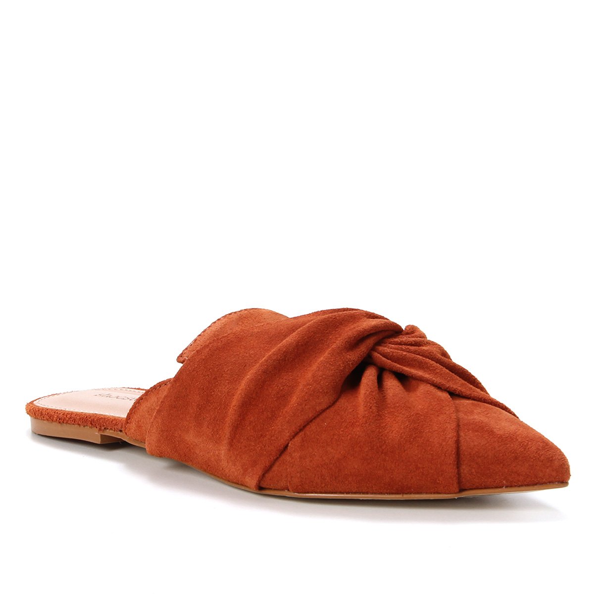 Mule Couro Shoestock Bico Fino Camurça