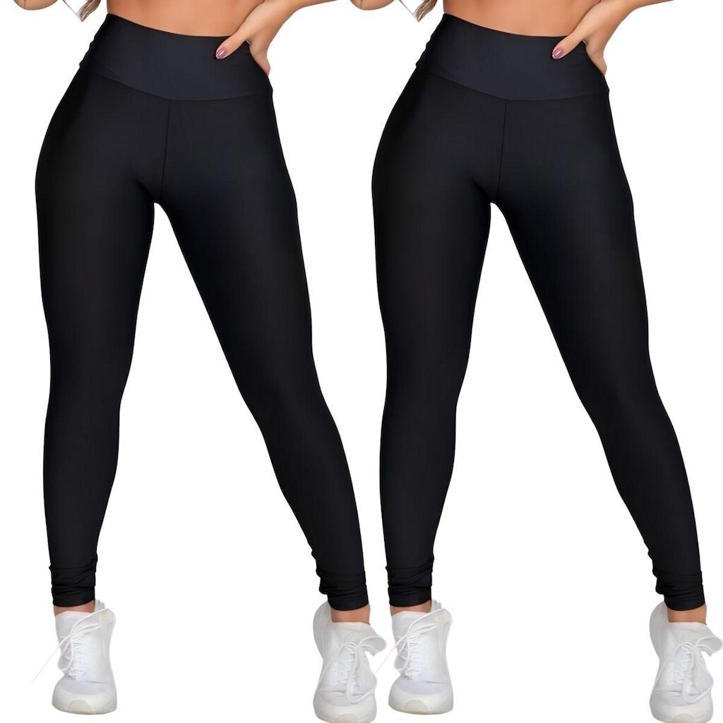 2 Legging Marenna Modas Básica Cintura Alta Suplex Academia Feminina