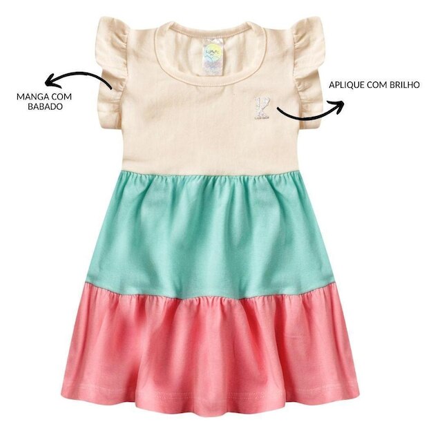 2 Vestido Verão Menina Rodado 3 Marias Roupa criança Infantil Algodão + Cotton Babado Frizado