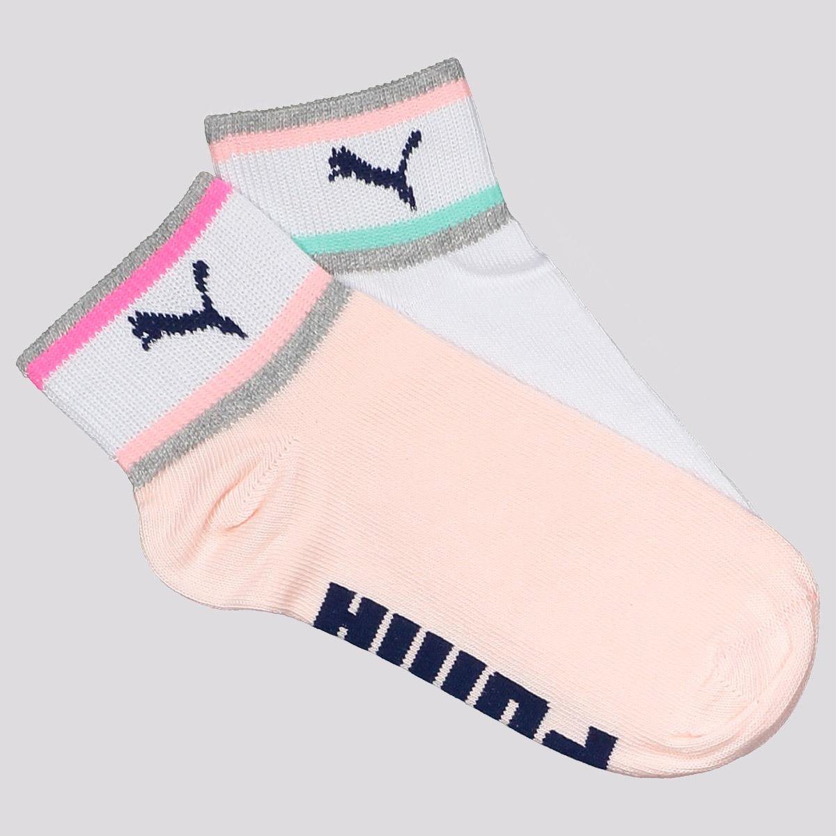 Kit Meia Infantil Puma Cano Curto Feminina 2 Pares