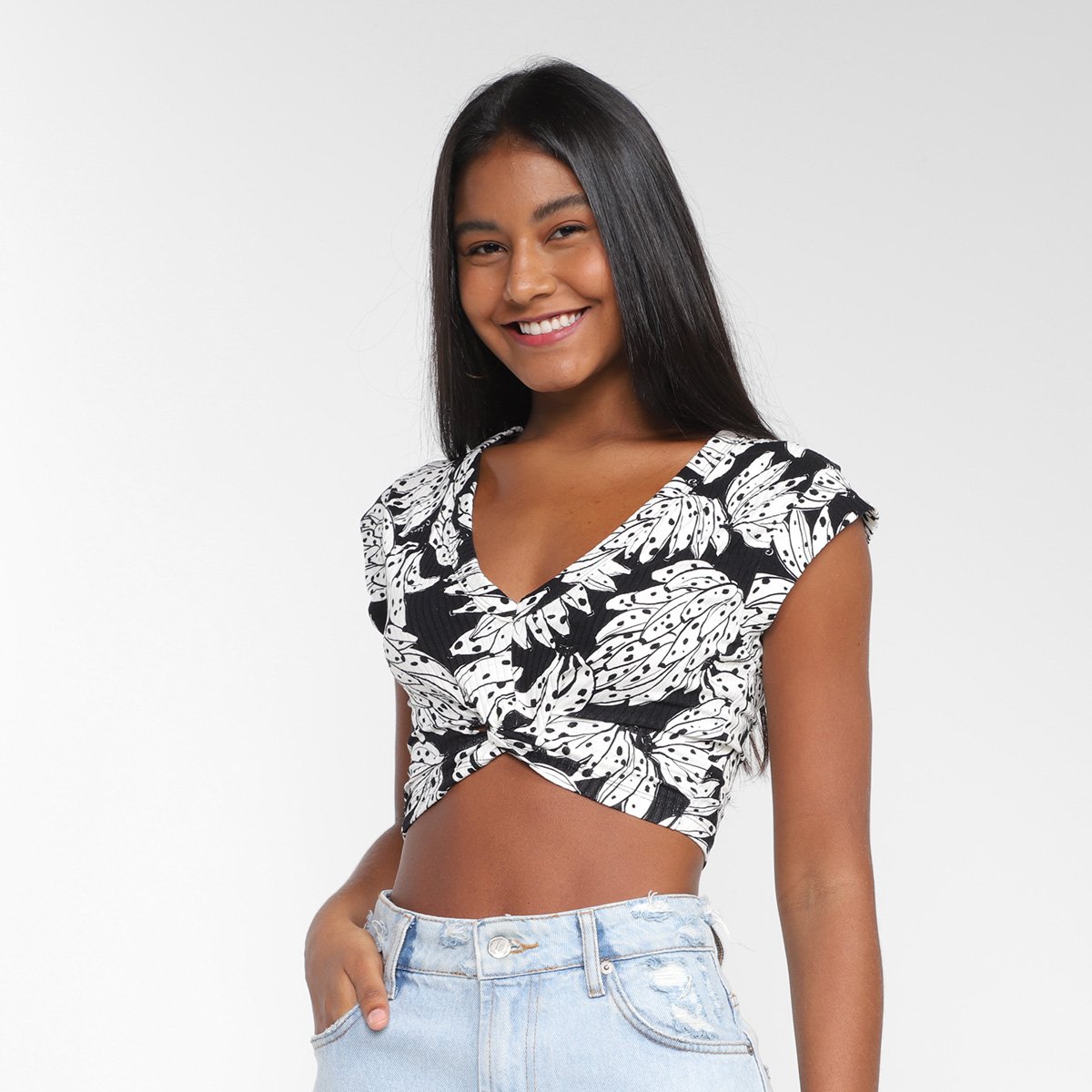 Blusa Colcci Lastex Botões Feminina