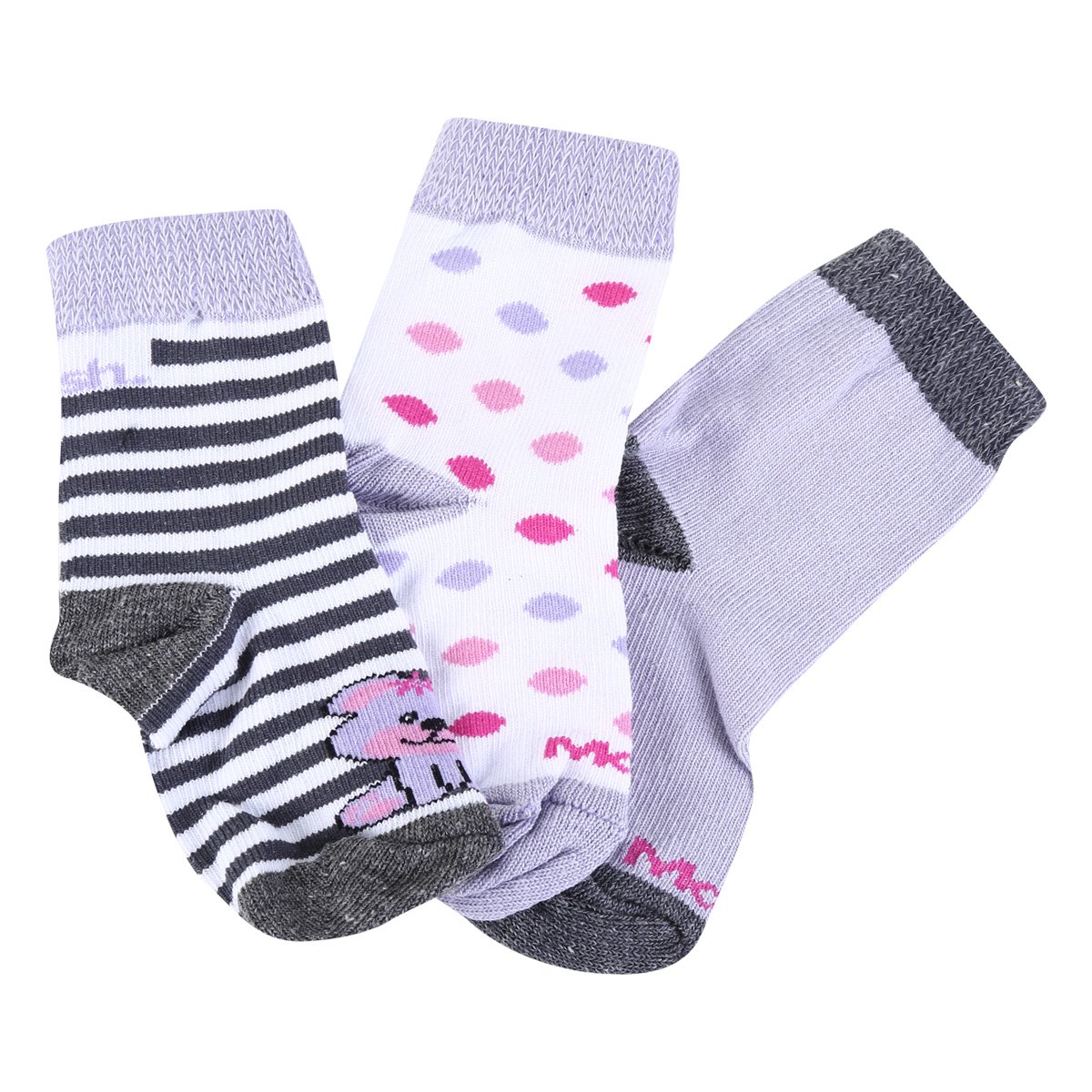 Kit Meia Infantil Mash Cano Médio Com Lycra Baby