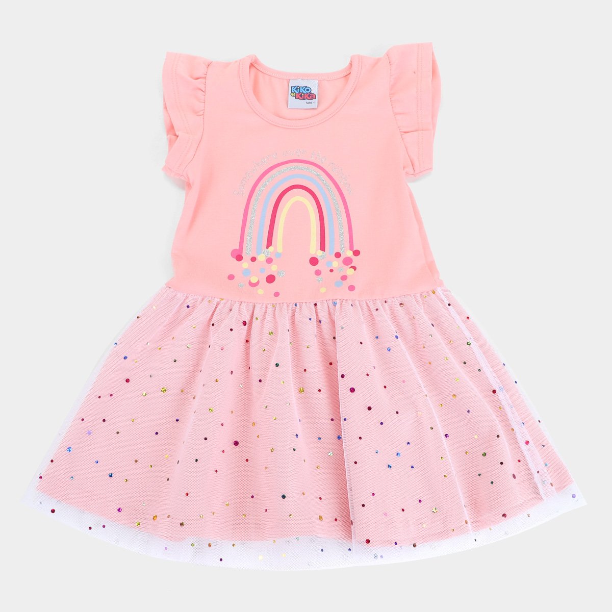 Vestido Bebê Kiko & Kika Saia Tule Estampa Bolinha