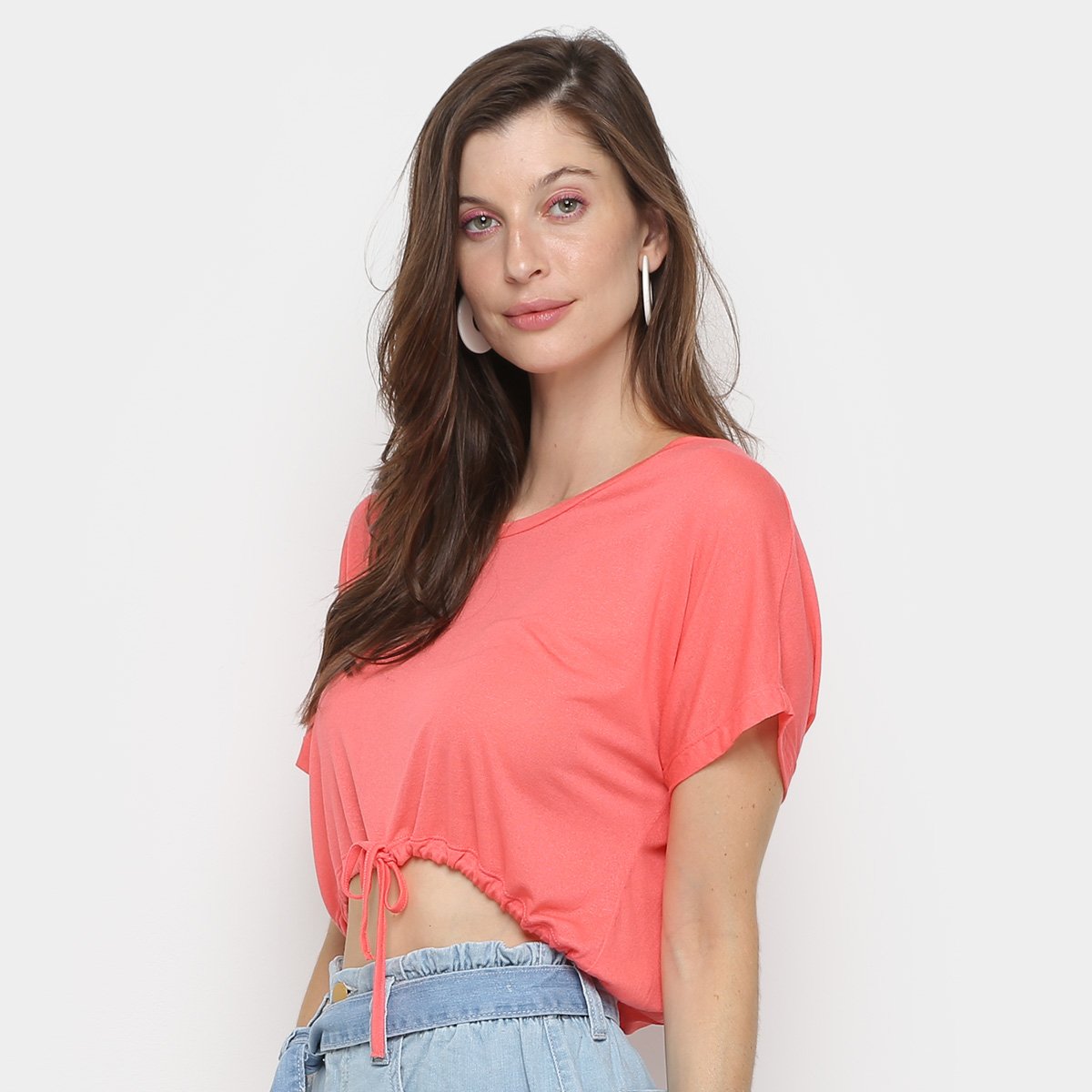 Blusa Vide Bula Manga Curta Ampla Feminina