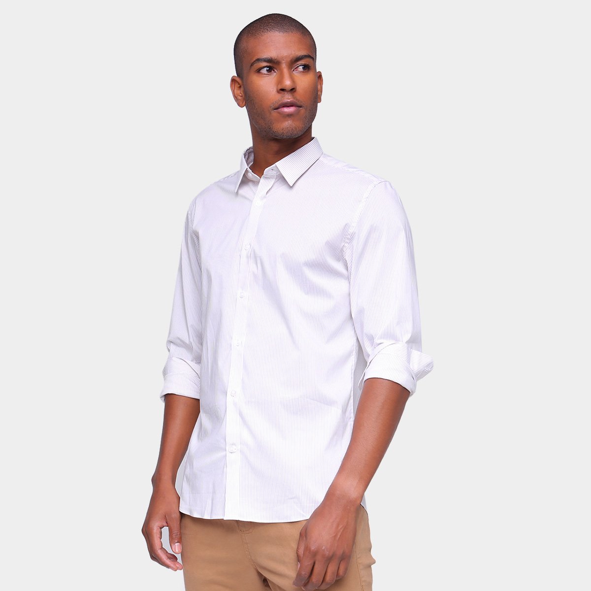Camisa Manga Longa Foxton Tecnologica Listrada Masculina