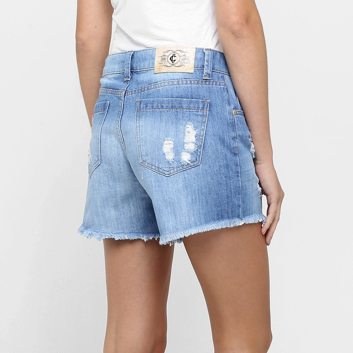 bermuda jeans rasgadinha feminina