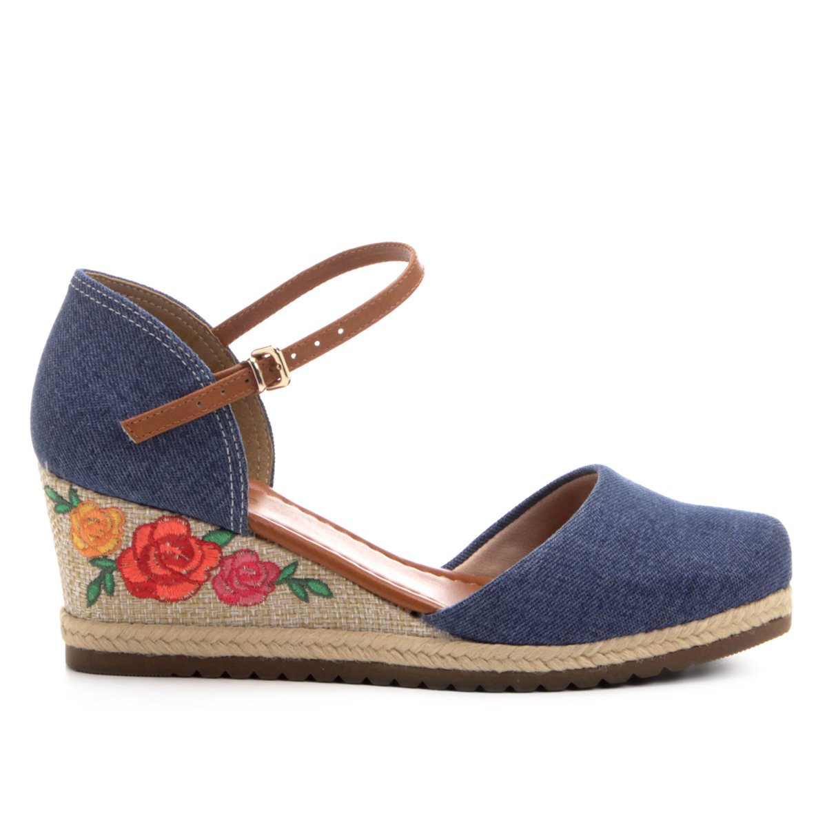 Sandália Anabela Bebecê Manhattan Rosa e Laranja - Feminino