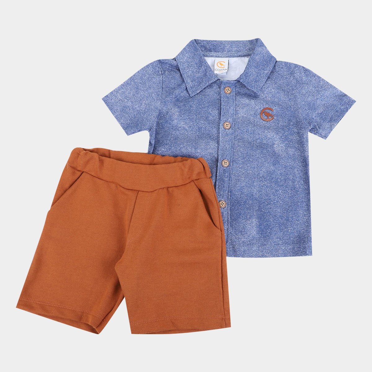 Conjunto Infantil Costão Camisa+Bermuda Moletinho Masculino
