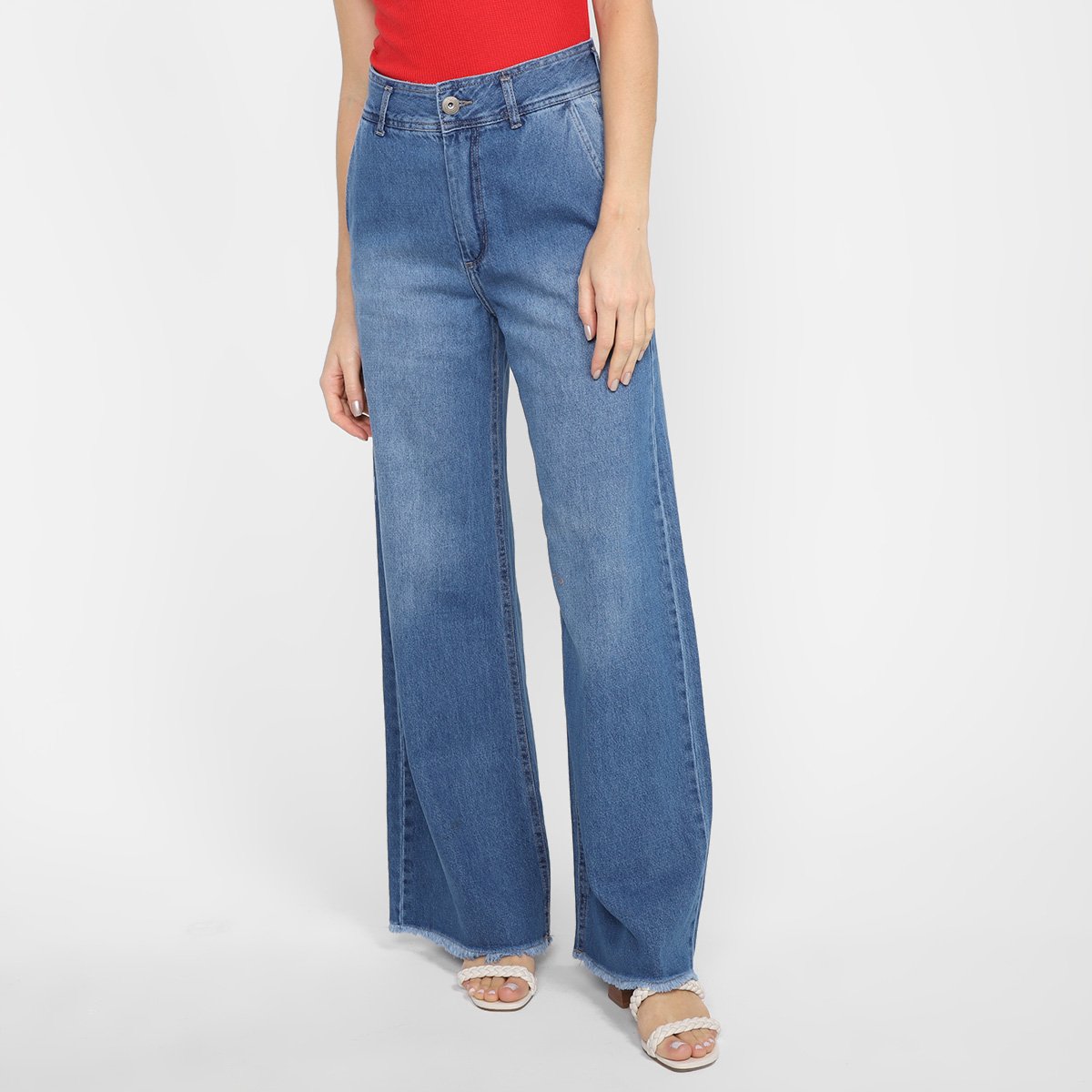 Calça Jeans Wide Leg Polo Wear Feminina