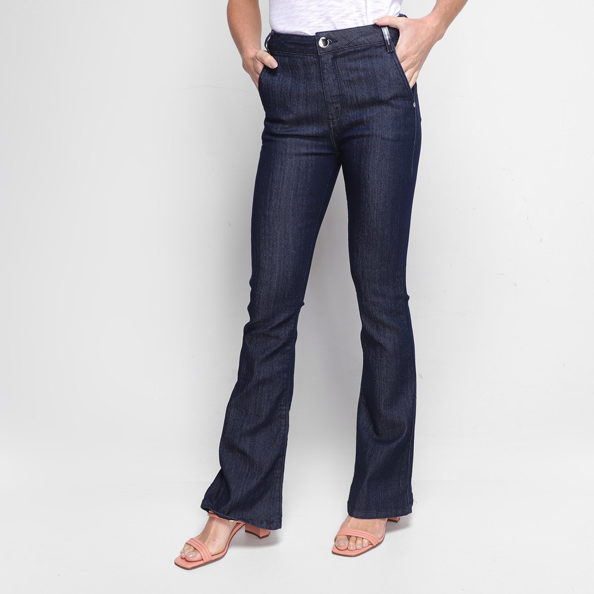 Calça Jeans Boot Cut Morena Rosa Cintura Alta Feminina