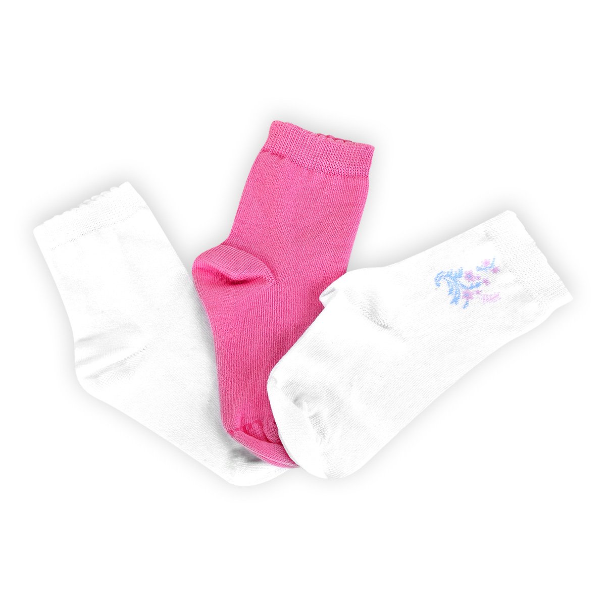 Kit Meia Infantil Lupo Est. Flor Cano Médio 3 Pares