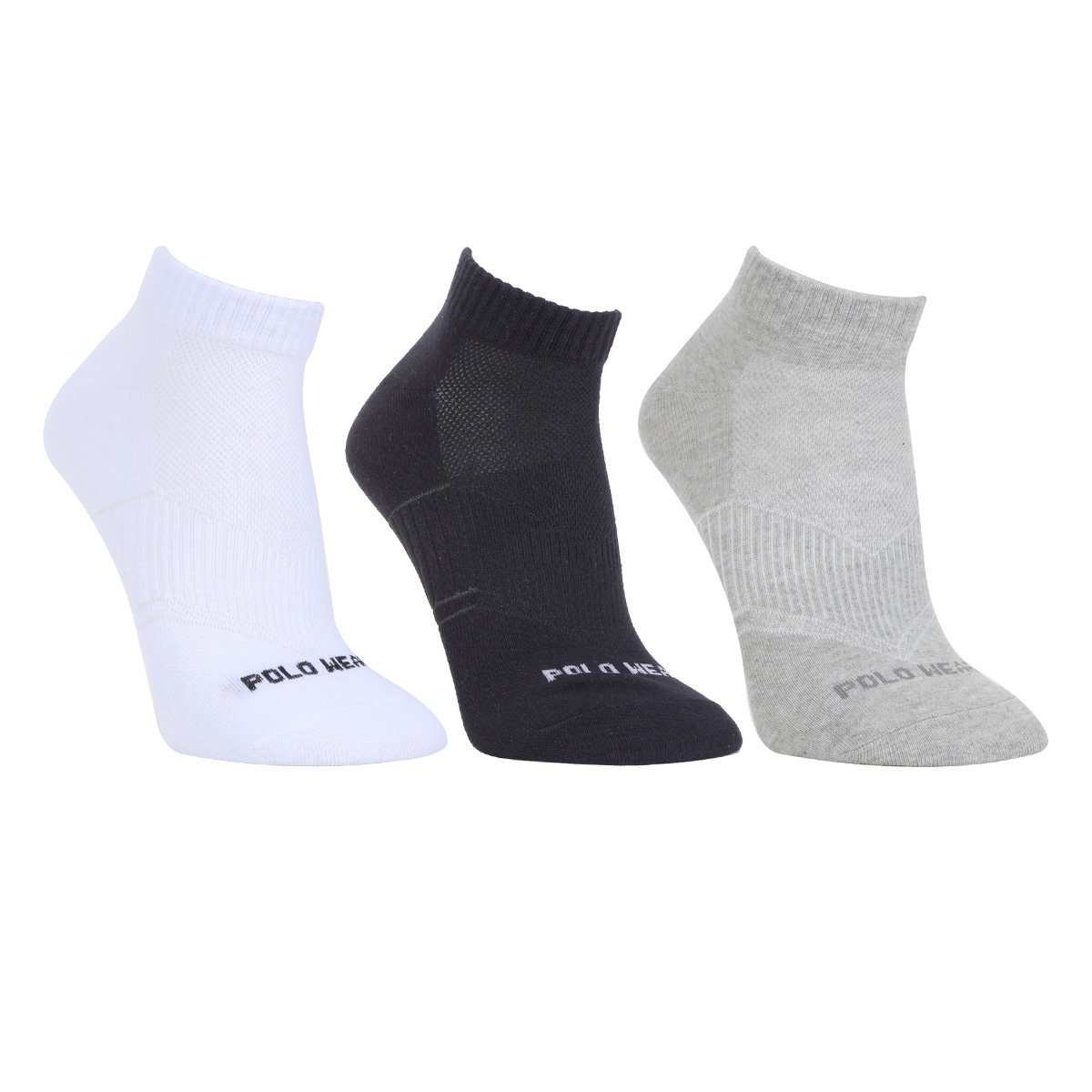 Kit Meia Polo Wear Cano Curto Básica 3 Peças Masculina