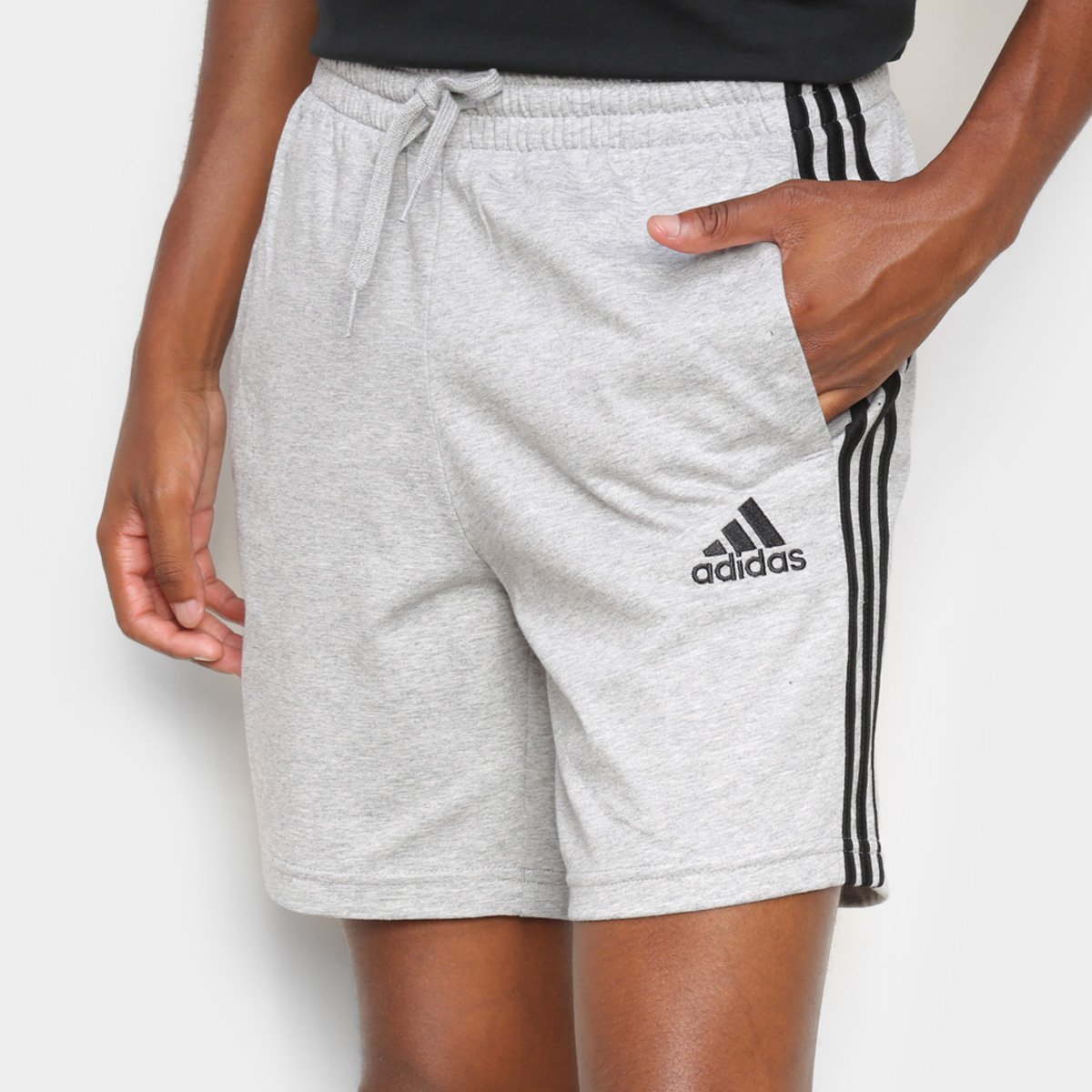 Short Moletom Adidas Casual 3 Listras Masculino