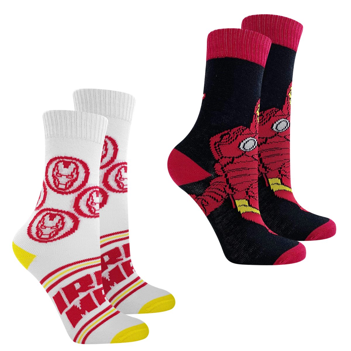 Kit Meia Infantil Marvel Cano Longo Homem De Ferro Com 2 Pares Masculina