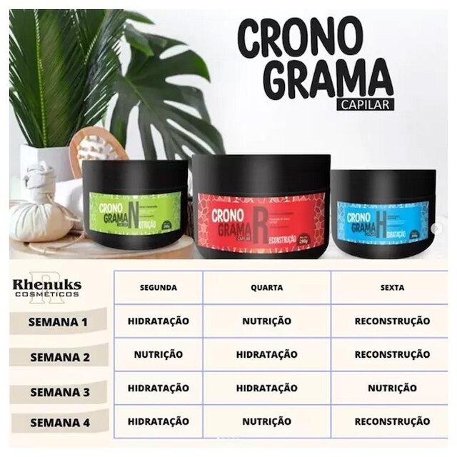 2x Kit Cronograma Capilar Rhenuks - 3 Itens - Hidrata E Nutre