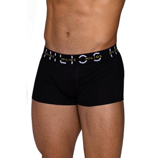 3 Cuecas Boxer Box Underwear Algodão Lisa Preto Hilios