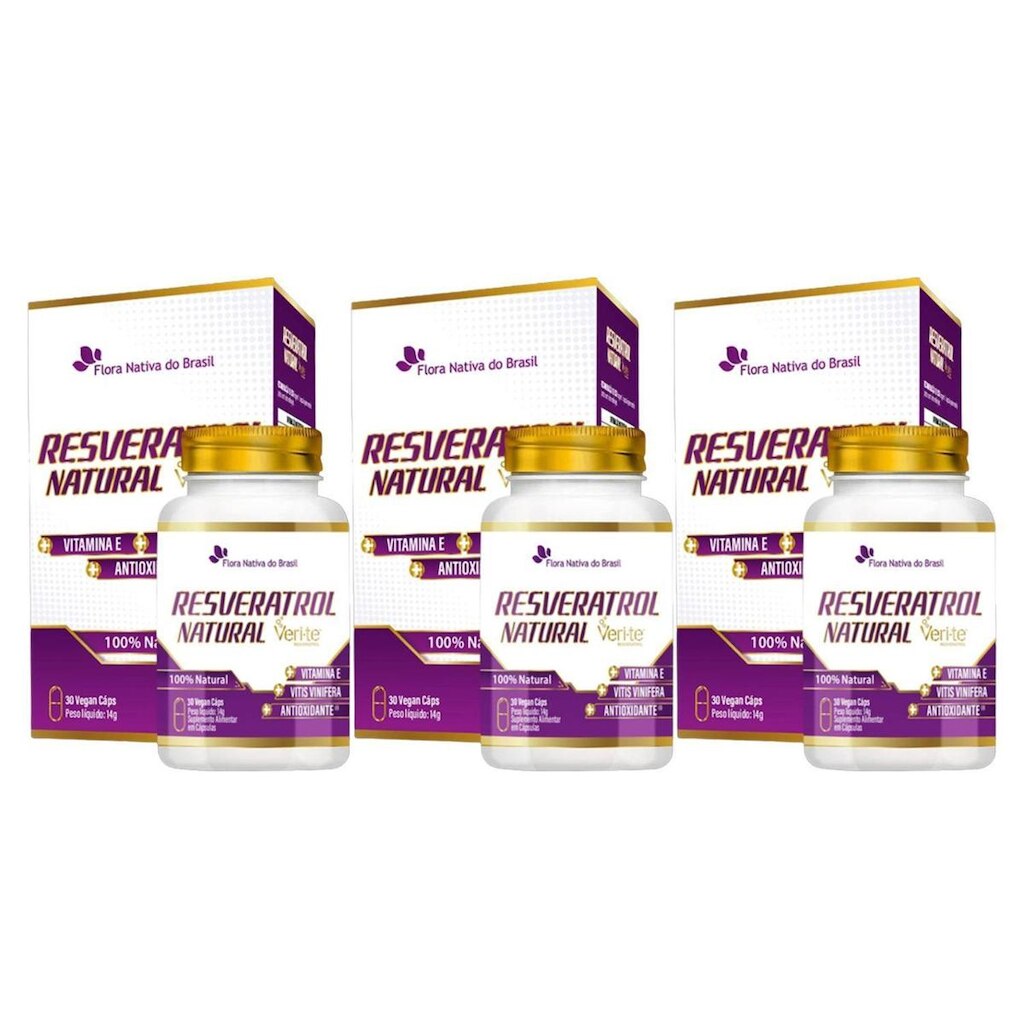 3 Trans Resveratrol Semente De Uva Antioxidante 30 Cps 450mg - Sem sabor