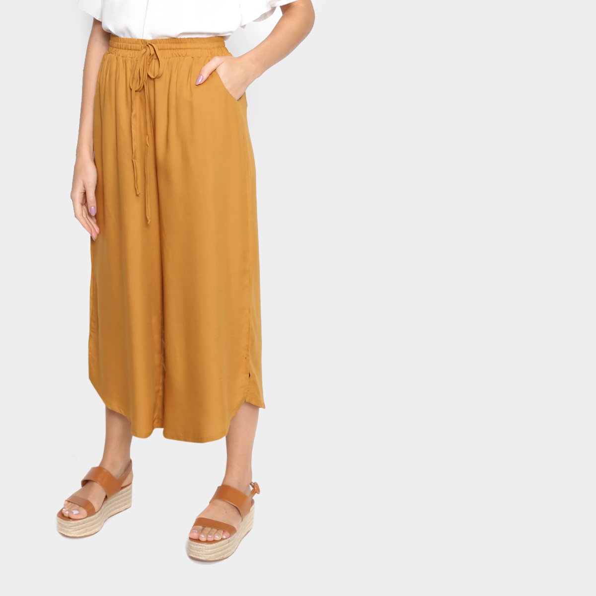Calça Pantacourt Mercatto Elástico Feminina