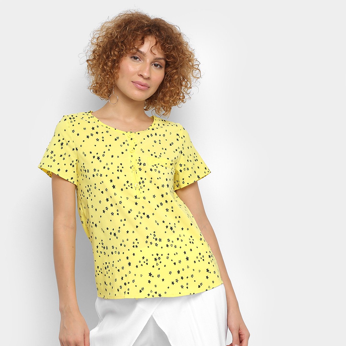Blusa Mi Estrelas Botões Feminina
