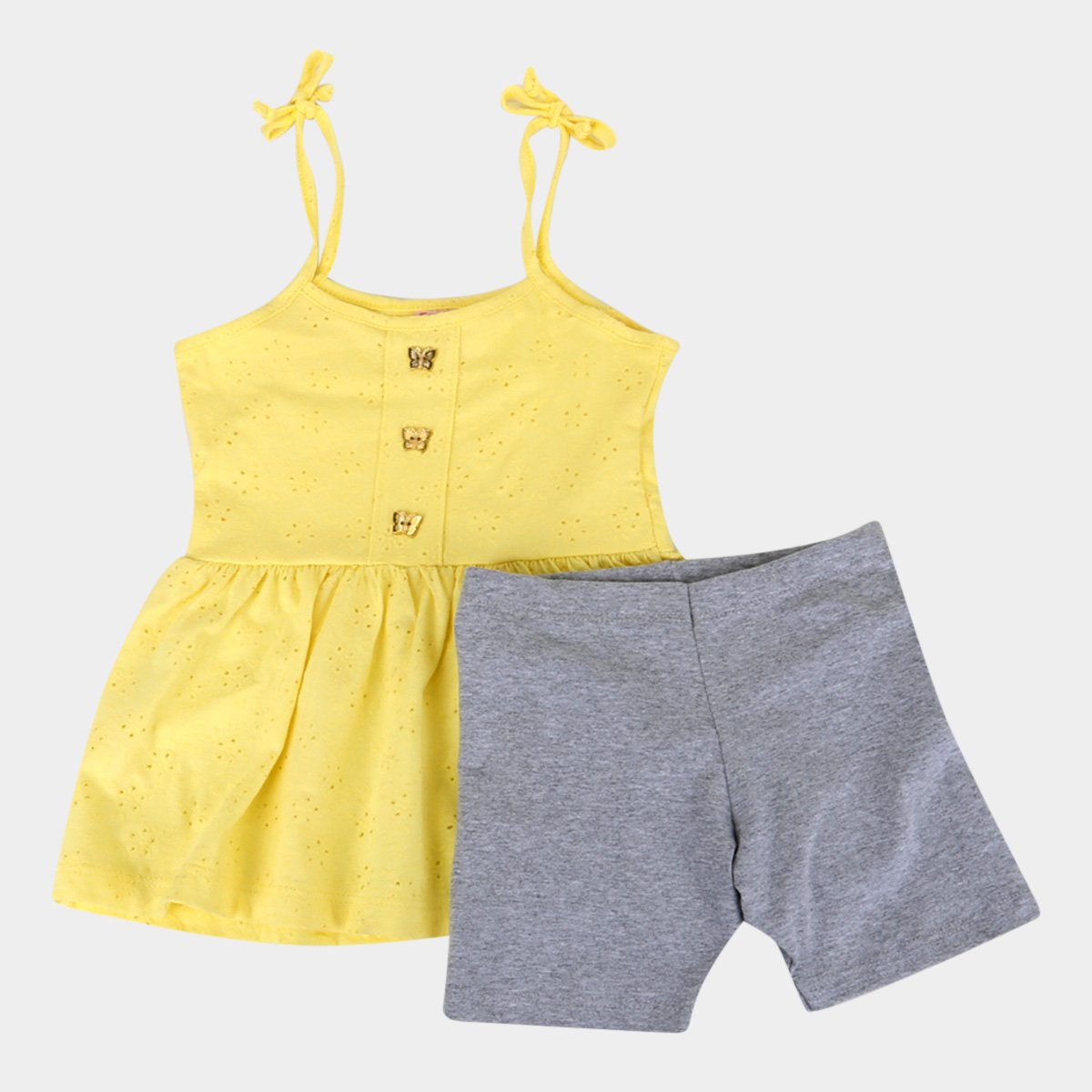 Conjunto Bebê For Girl Blusa Alça Laise e Bermuda Ciclista Feminino