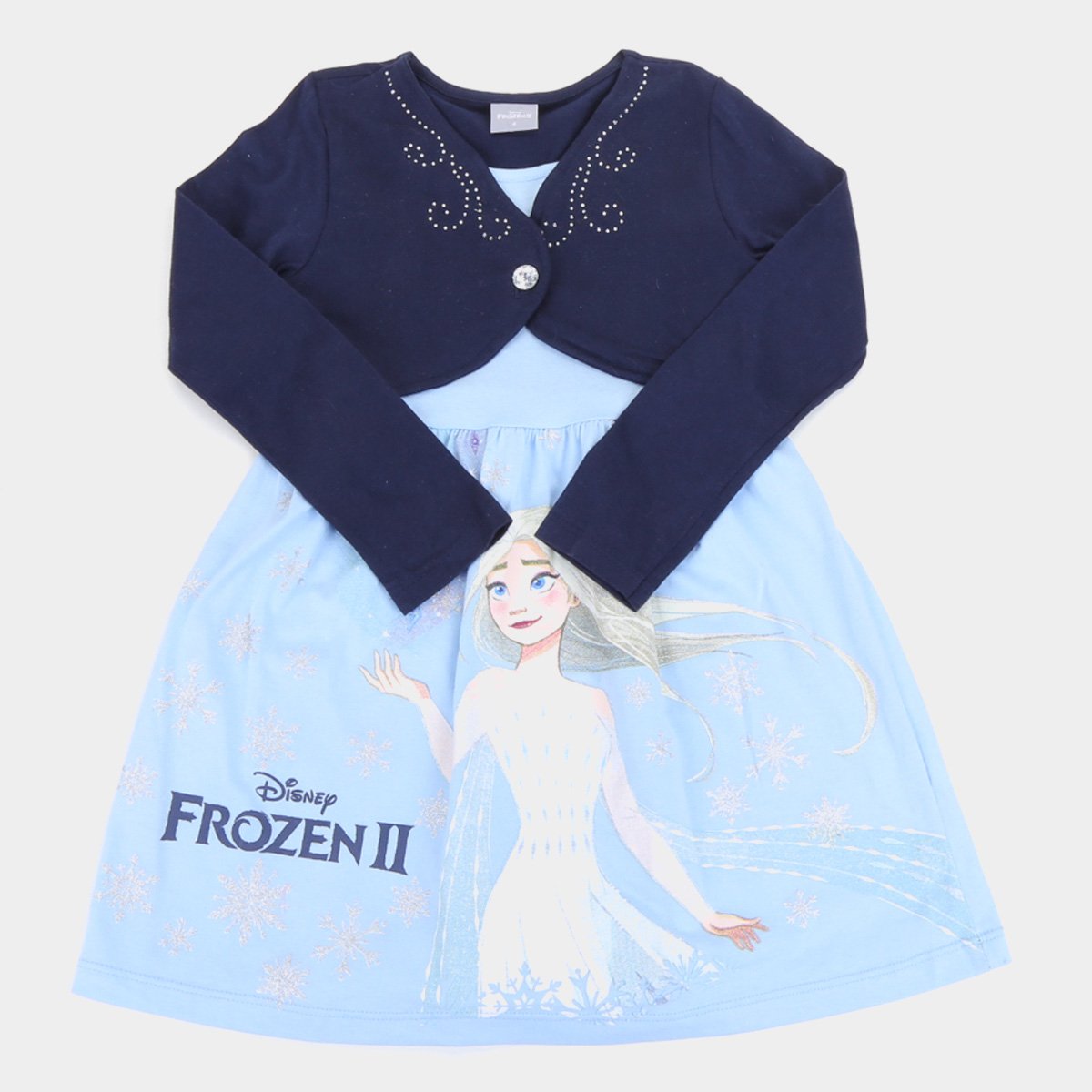Vestido Infantil Disney Frozen By Fakini Manga Longa