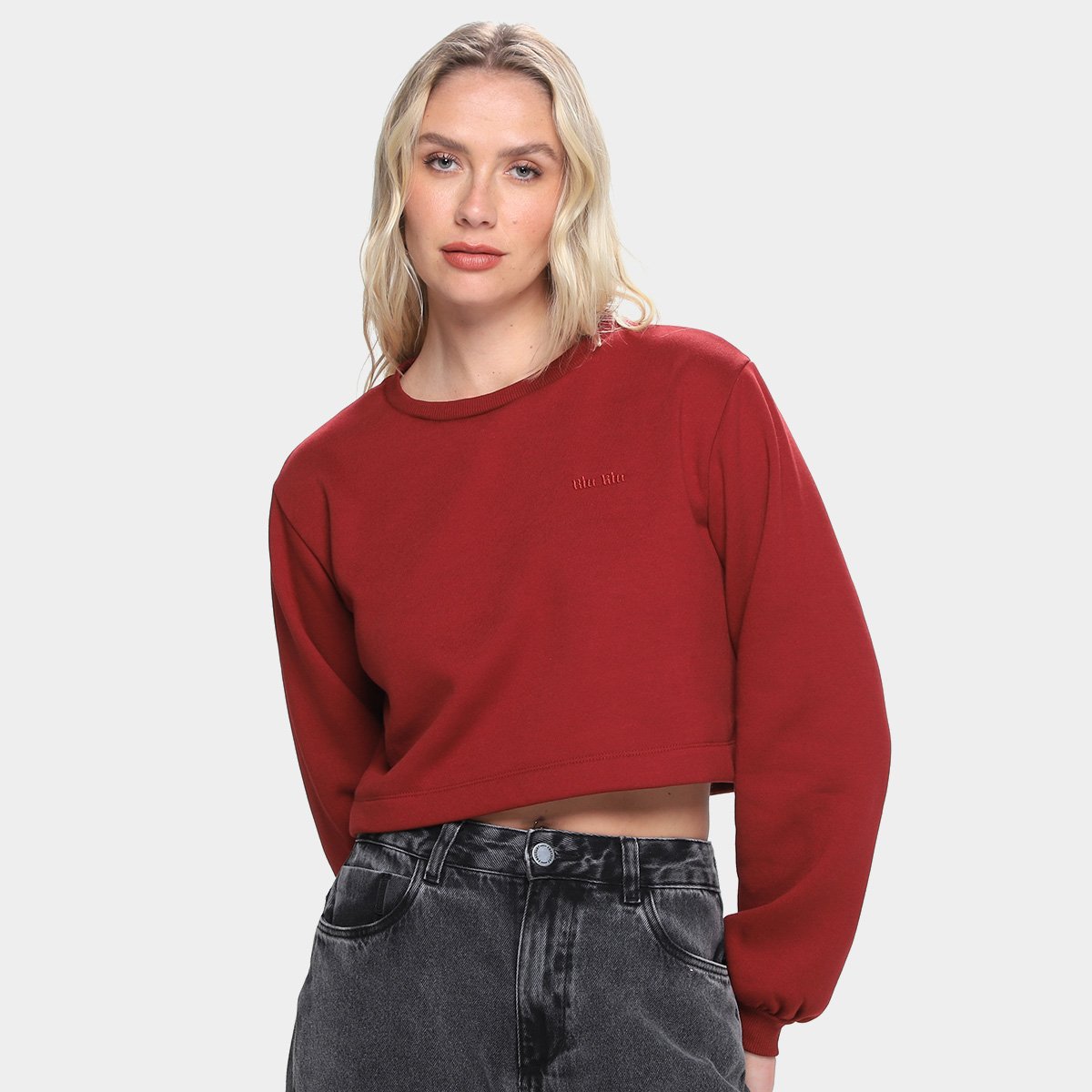 Moletom Cropped Riu Kiu Bord Feminino