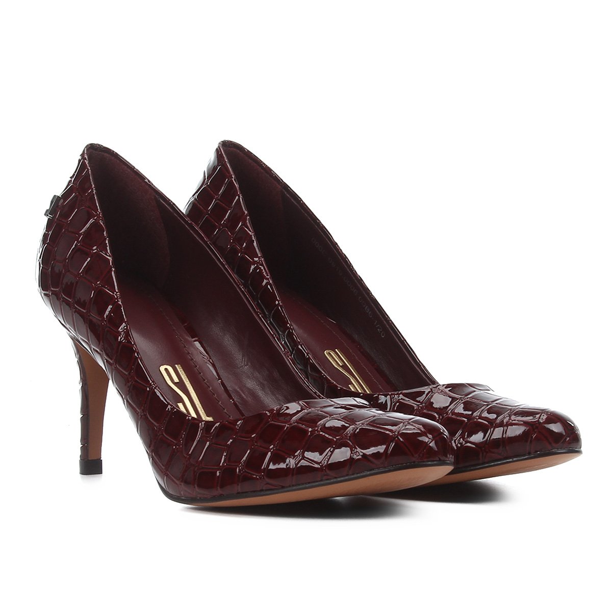 Scarpin Santa Lolla Salto Alto Croco Verniz