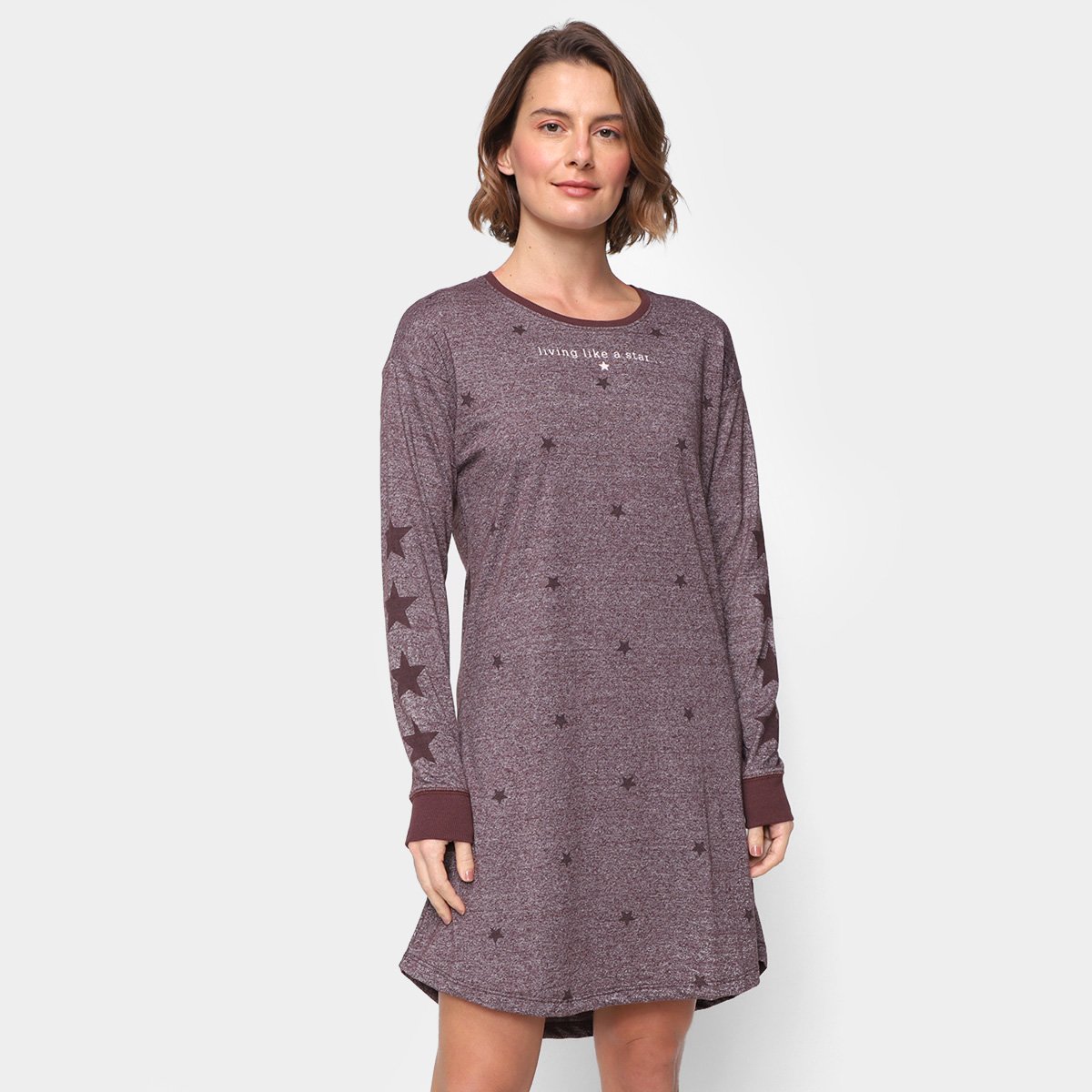 Camisola Cor com Amor Estrelas Manga Longa Feminina