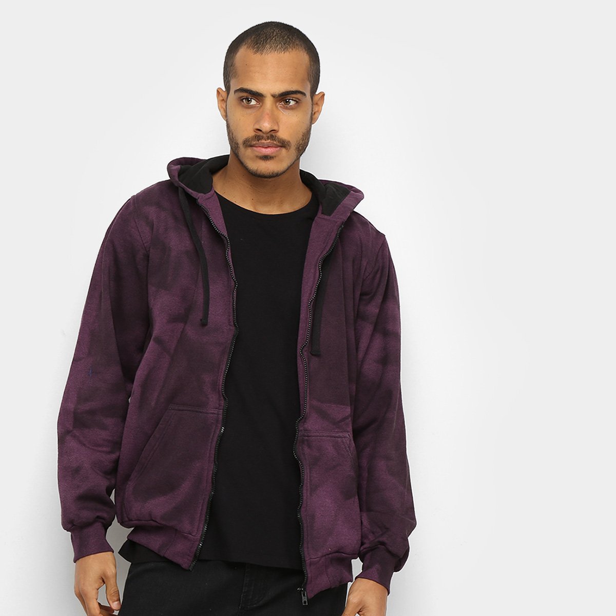 Blusa Moletom Squadrow Ziper Mescla Com Capuz Masculina