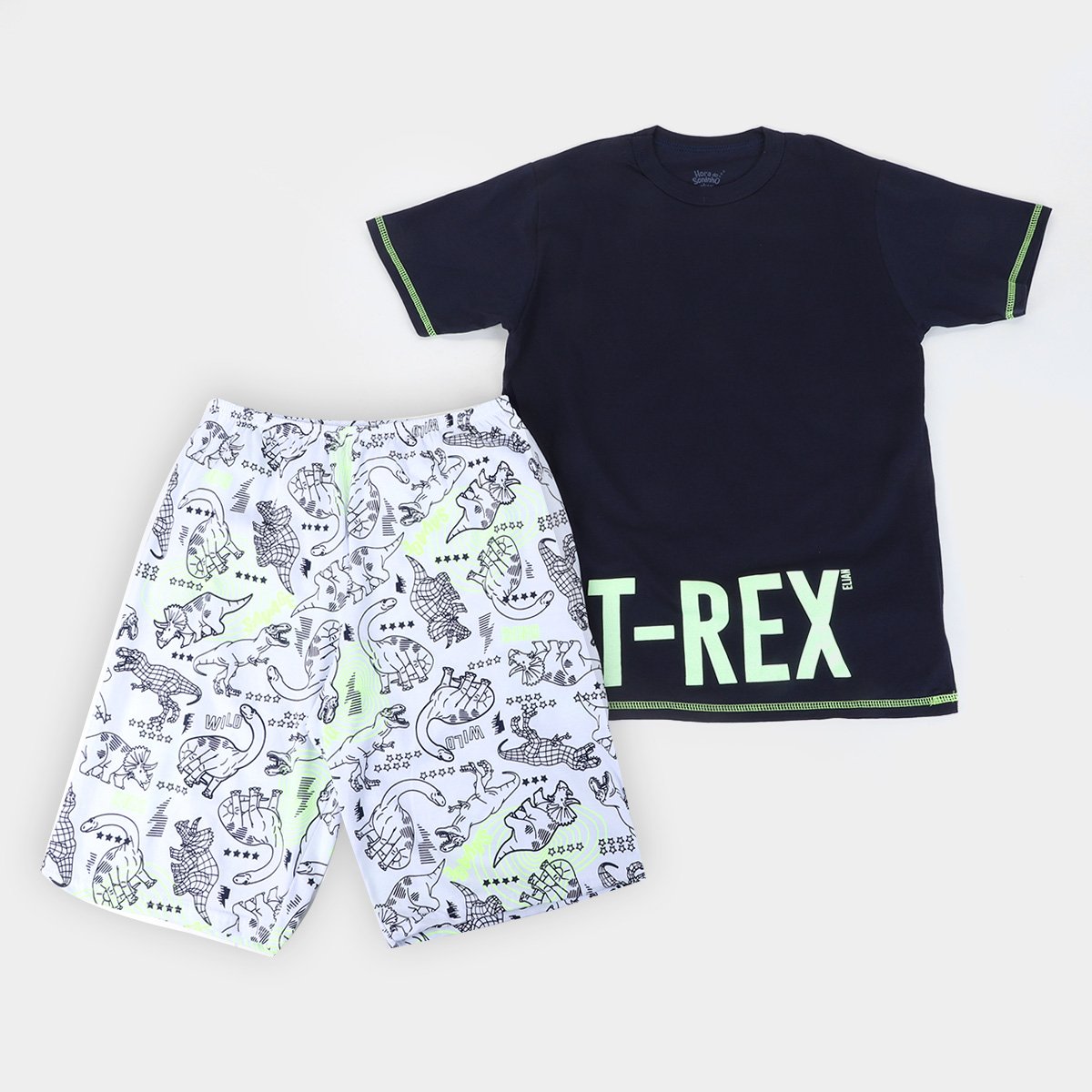 Pijama Curto Infantil Elian T. Rex Brilha no Escuro Masculino