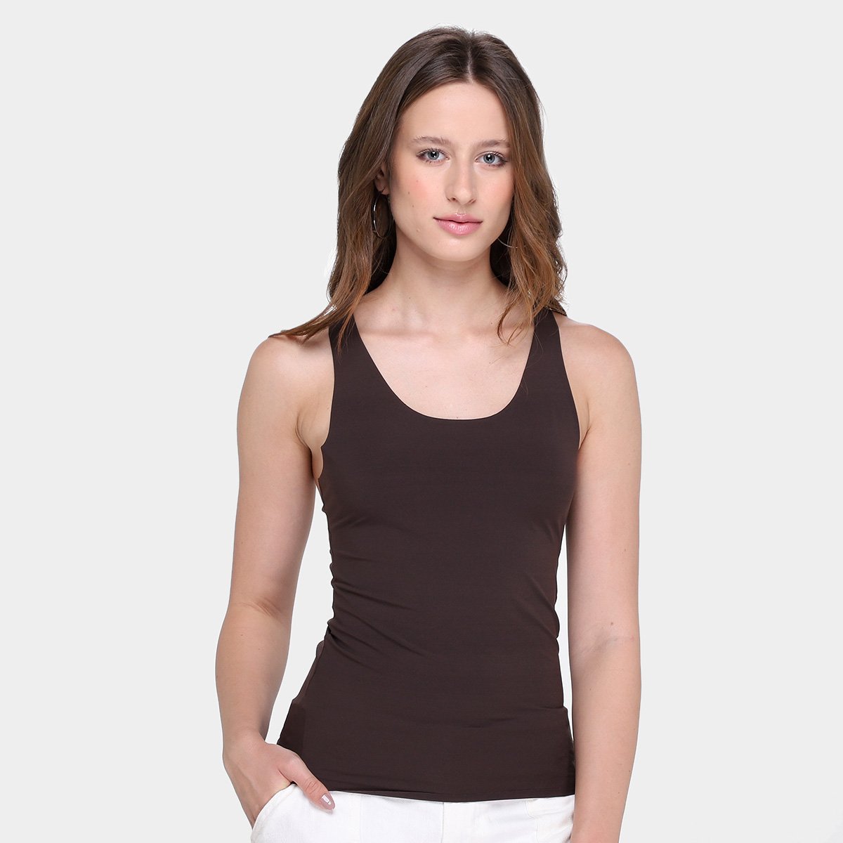 Camisete Calvin Klein Regata Corte a Laser Feminina
