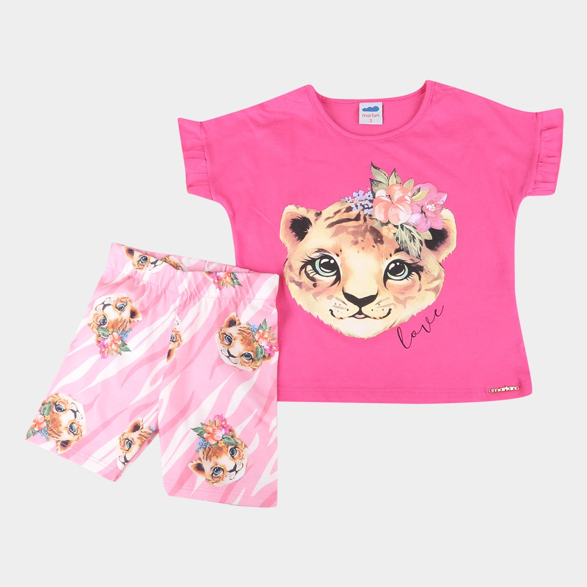 Conjunto Bebê Blusa E Shorts Tigers Love Feminino