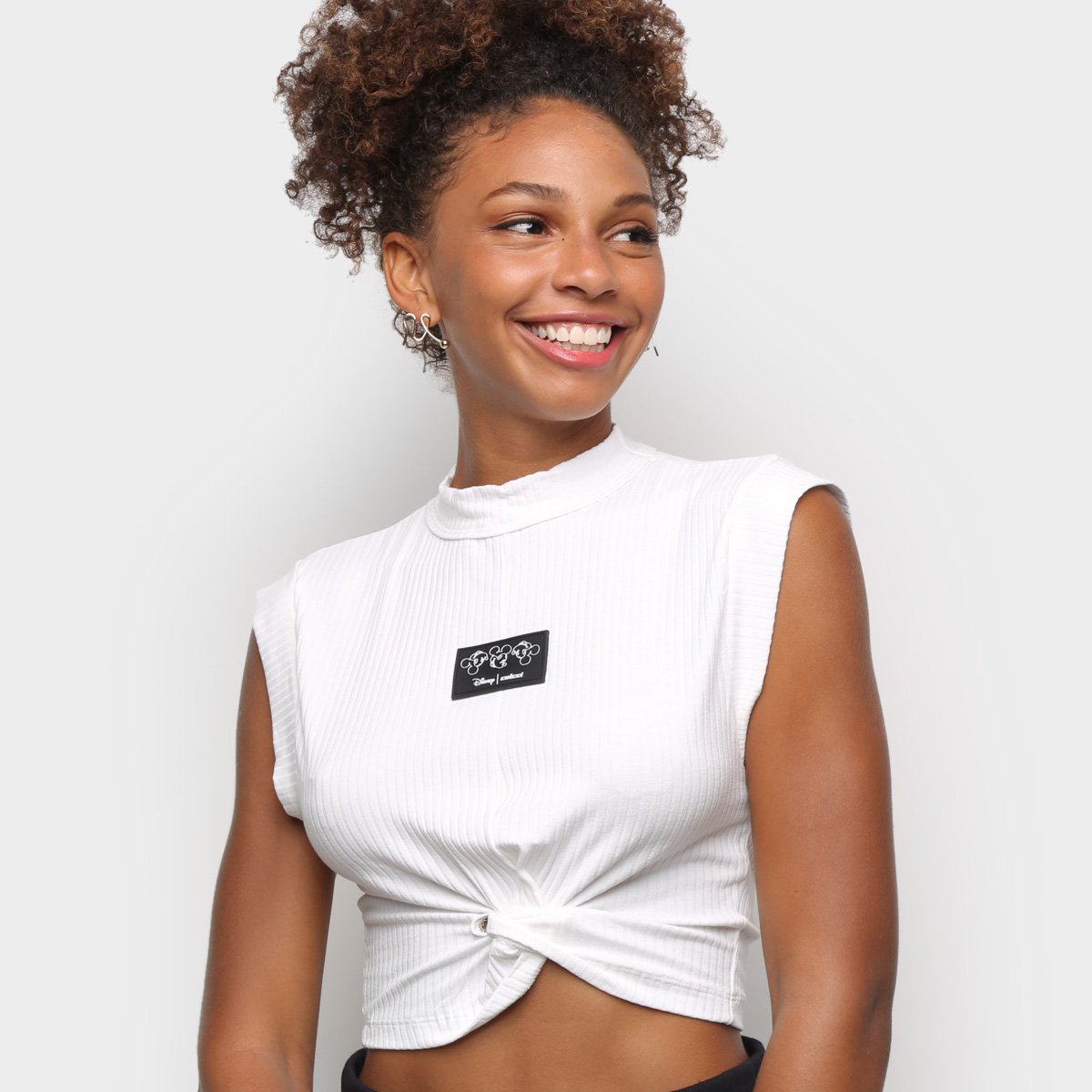 Blusa Colcci Cropped Canelada Torção Feminina