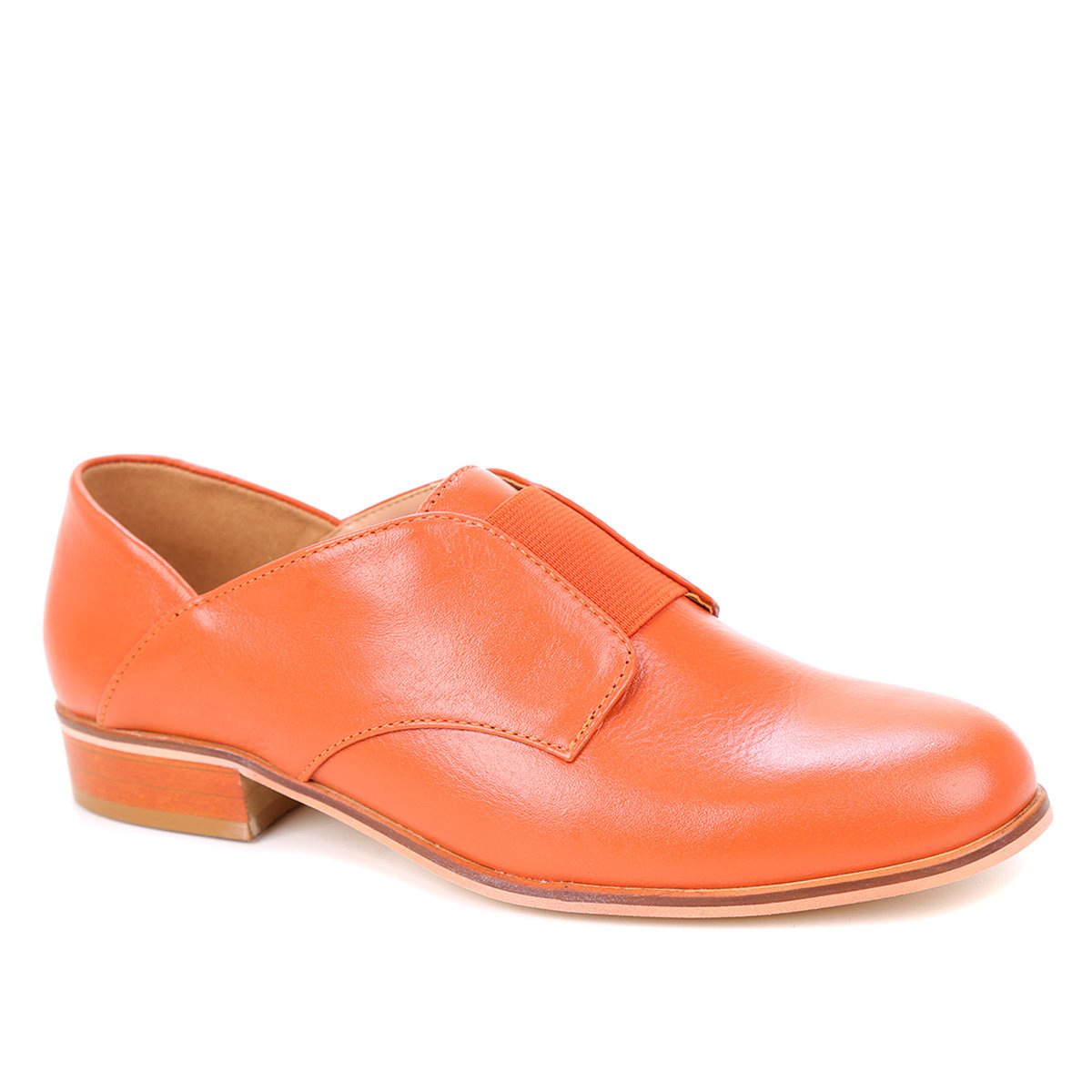 Oxford Couro Shoestock Elástico Salto Fachete Feminino