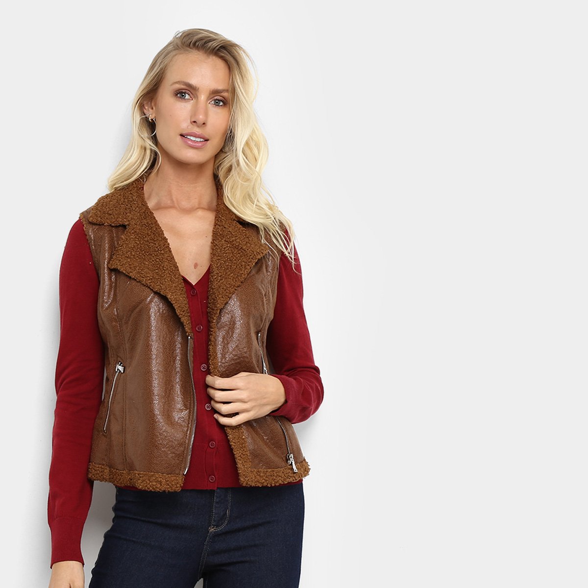 Colete Aviador Sail Voyage Pelúcia Nylon Feminino