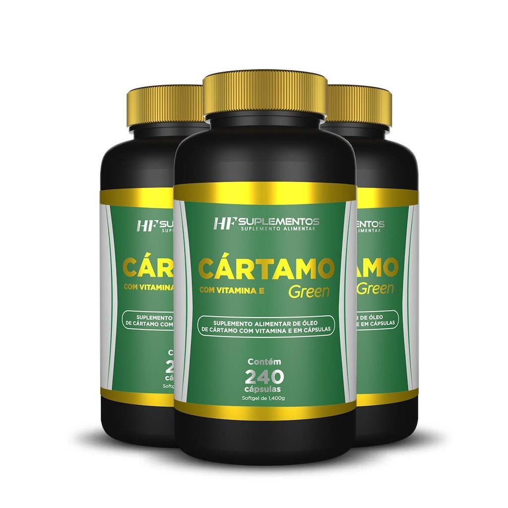 3X CARTAMO COM VITAMINA E 240 CAPSULAS HF SUPLEMENTOS