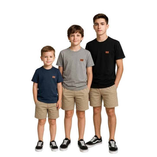 4 Camisetas Manga Curta Juvenil Menino Lisa Verão Roupa Infantil Masculina T-shirt Básica Criança