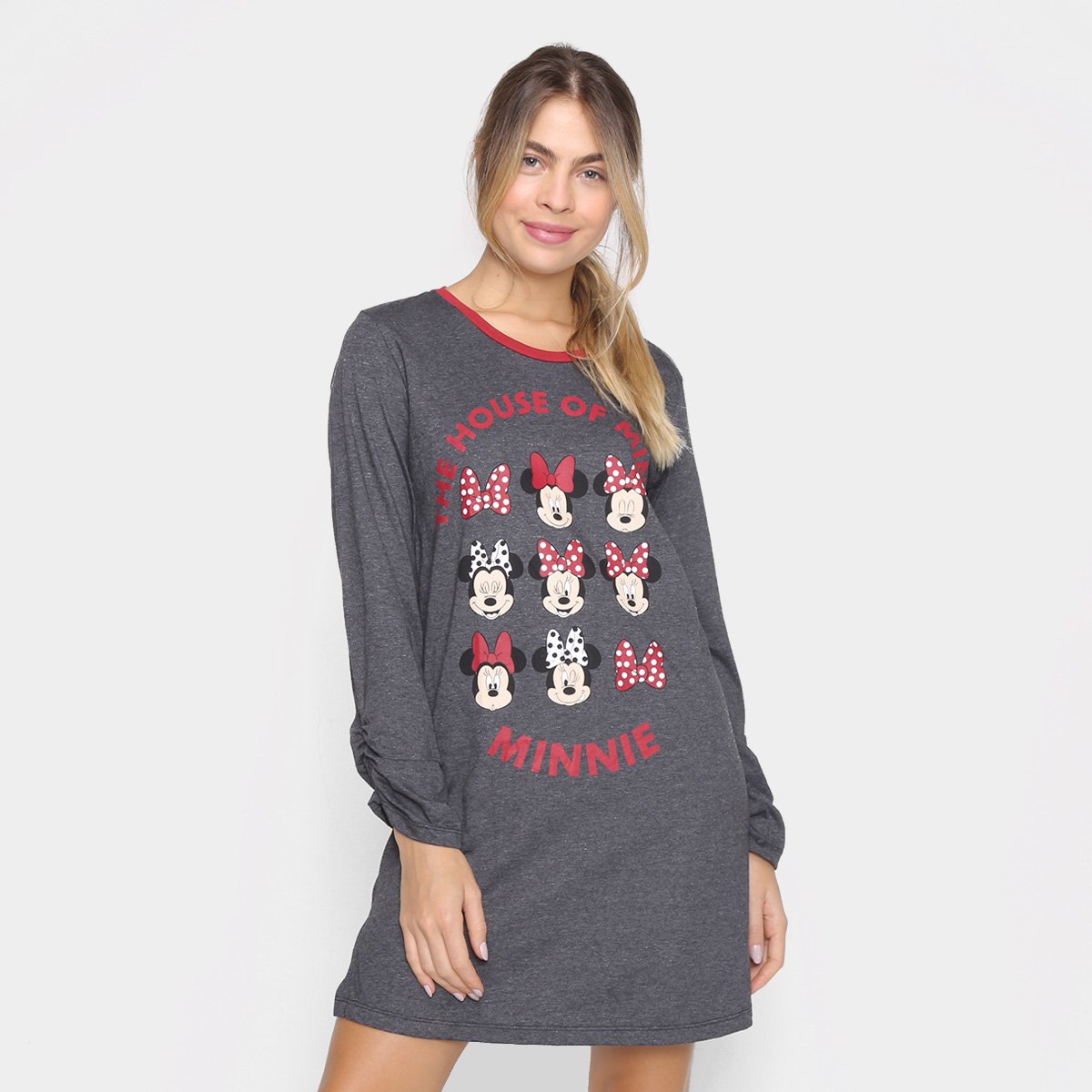 Camisola Evanilda Disney Minnie Manga Longa