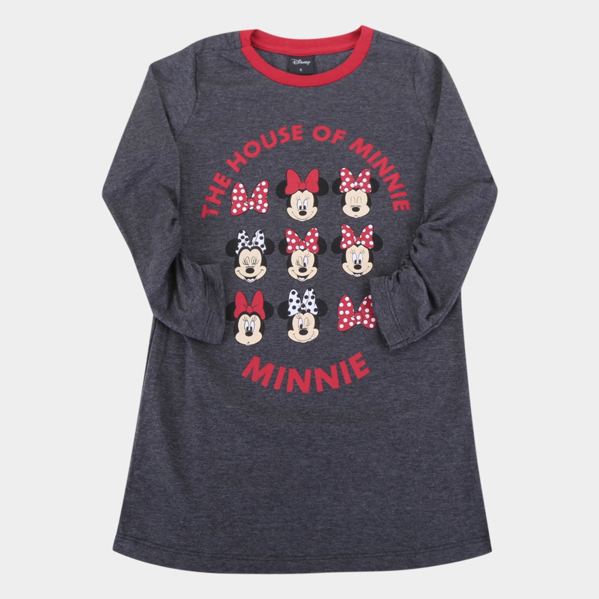 Camisola Infantil Evanilda Disney Minnie Manga Longa Feminina