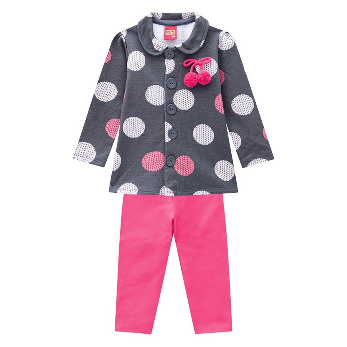 Conjunto Moletom Infantil Kyly Casaco + Legging Molicotton Peluciado Feminino