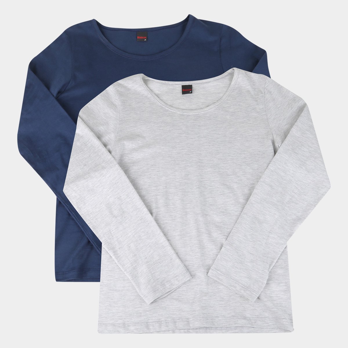 Kit Blusa Básicos Manga Longa C/ 2 Peças Feminina
