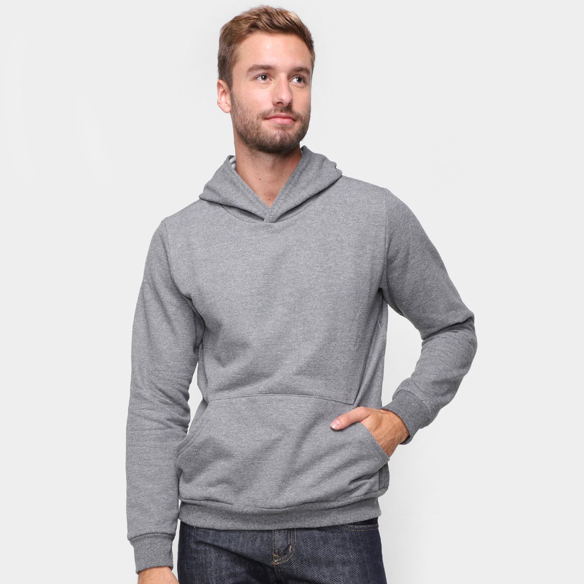 Blusa Moletom Basicamente Com Capuz Masculino