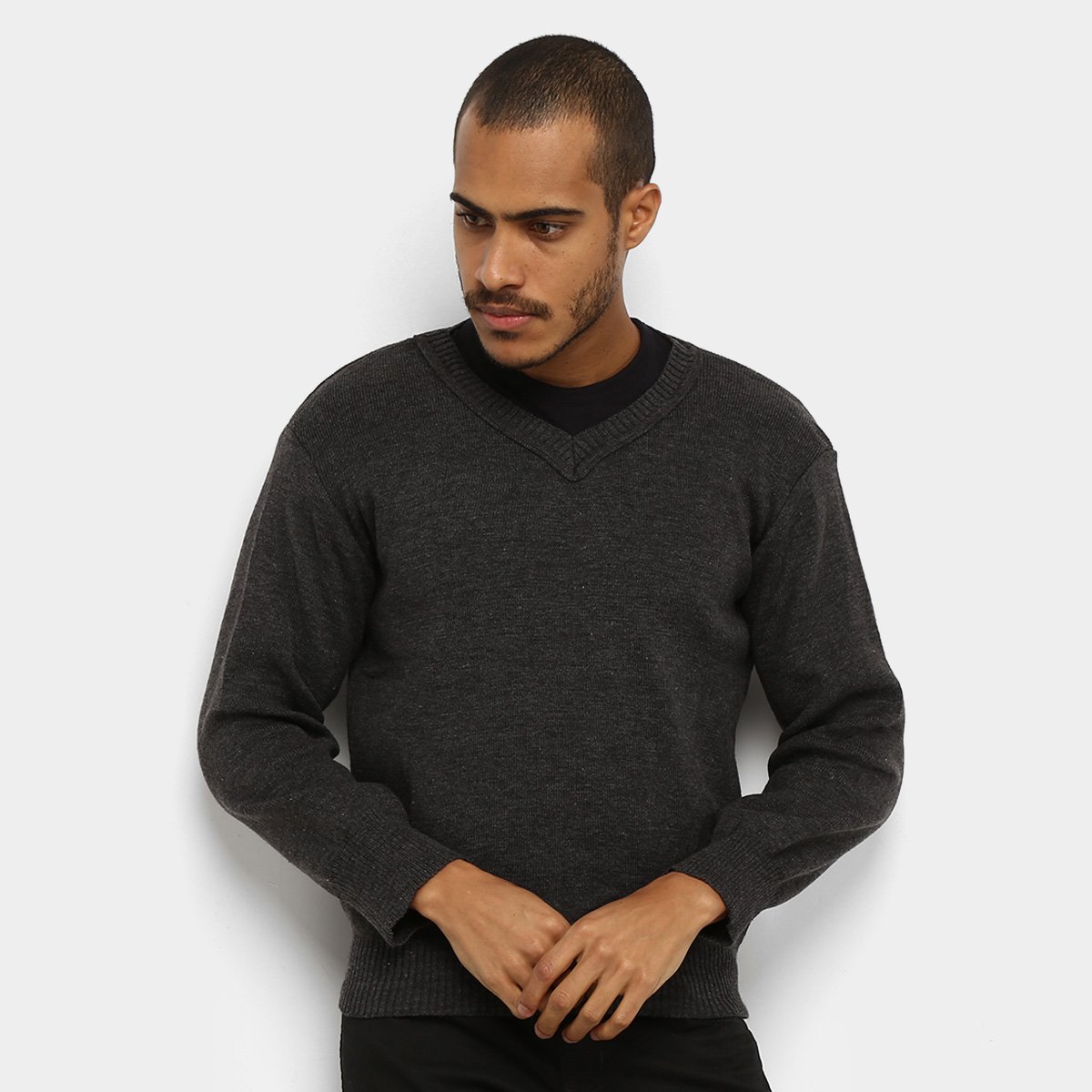 Blusa Tricot Karian Lisa Manga Longa Masculina