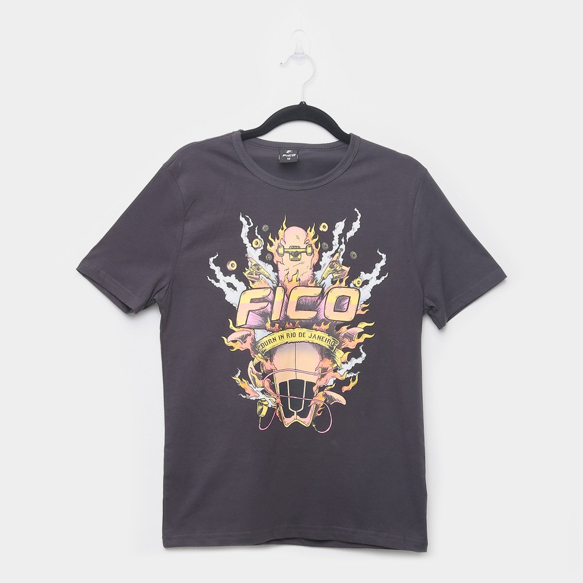 Camiseta Juvenil Fico Burn In RJ Manga Curta Masculina