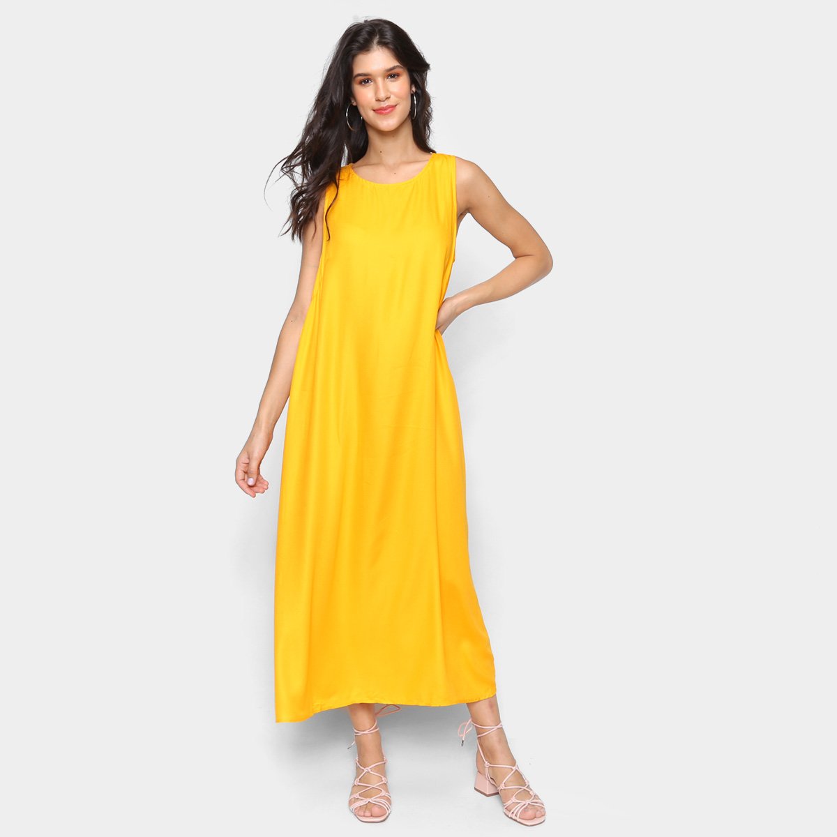 Vestido Midi Hering Evasê Alça Larga