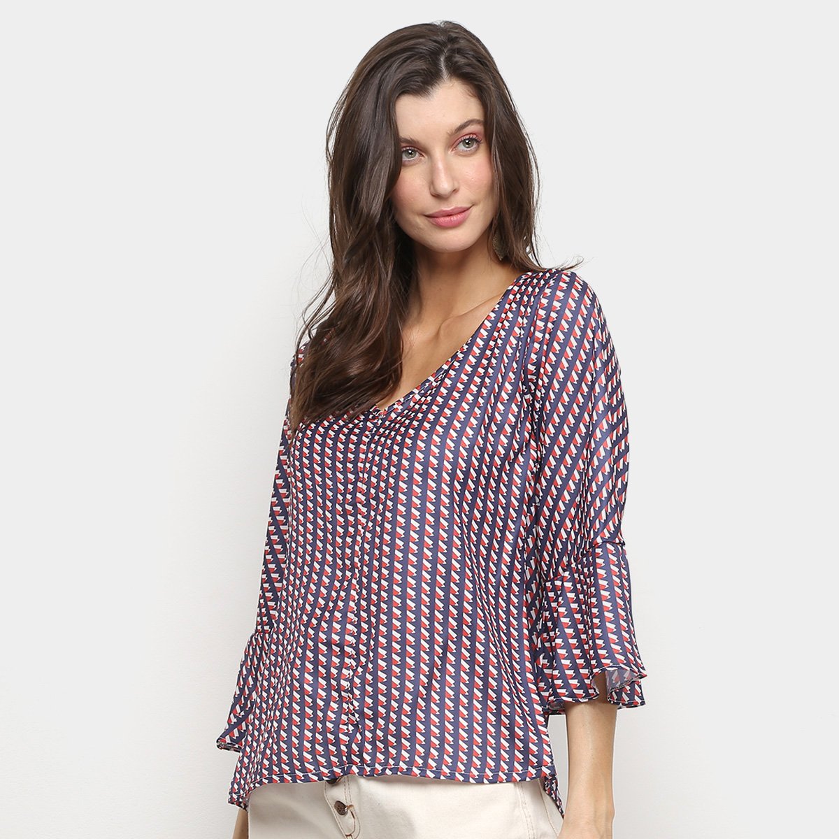 Blusa Mercatto Estampada Manga 3/4 Feminina
