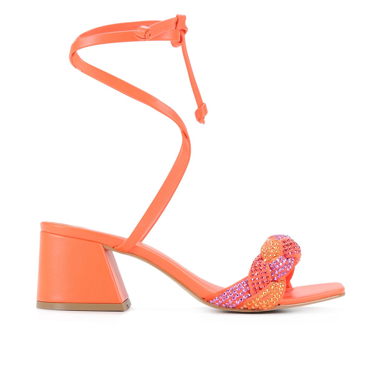 Sandália Shoestock Salto Bloco Cristais Color